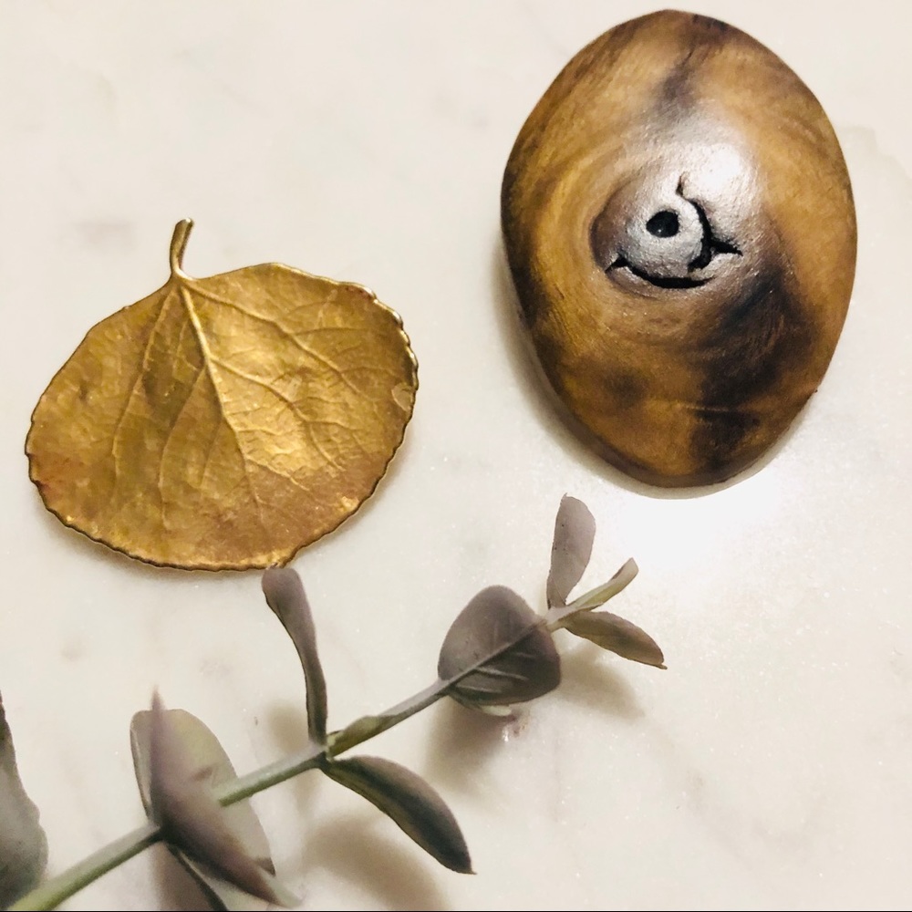 18kt Real gold leaf and wood pins